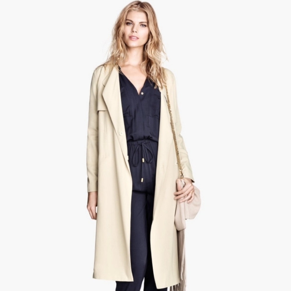 NWT H&M Lightweight Belted Trench Coat size X-small